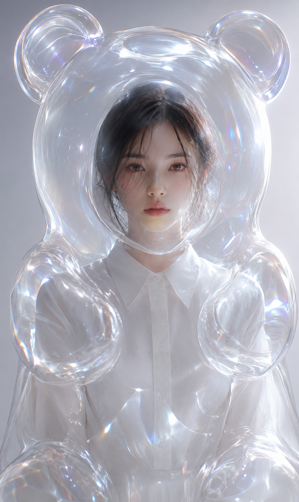 A hyper-realistic, ethereal avant-garde fashion portrait of [MAIN_SUBJECT] set … AI image prompt example