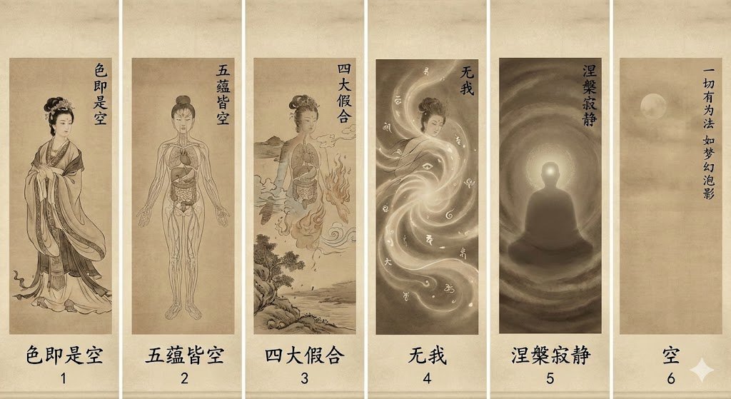 红颜白骨:美色由实转空的佛教智慧解构图 AI image prompt result