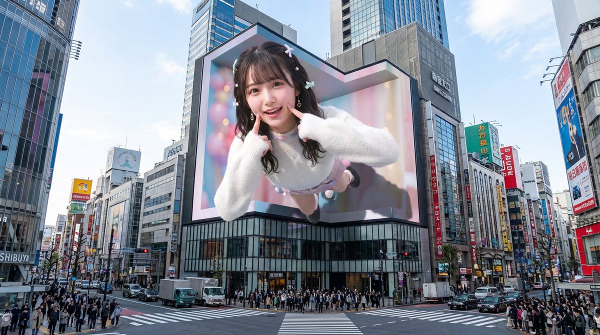 繁华新宿街头震撼的裸眼3D巨幕奇观 AI image prompt example