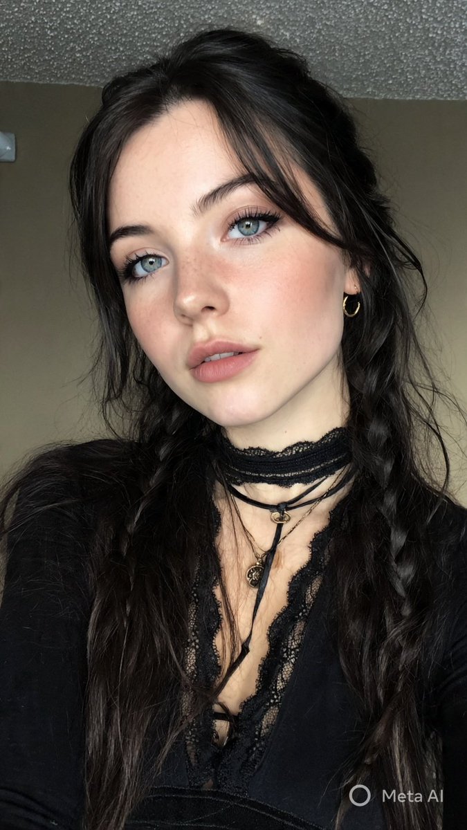 氛围感拉满的 E-girl 软妹哥特风自拍 AI image prompt result