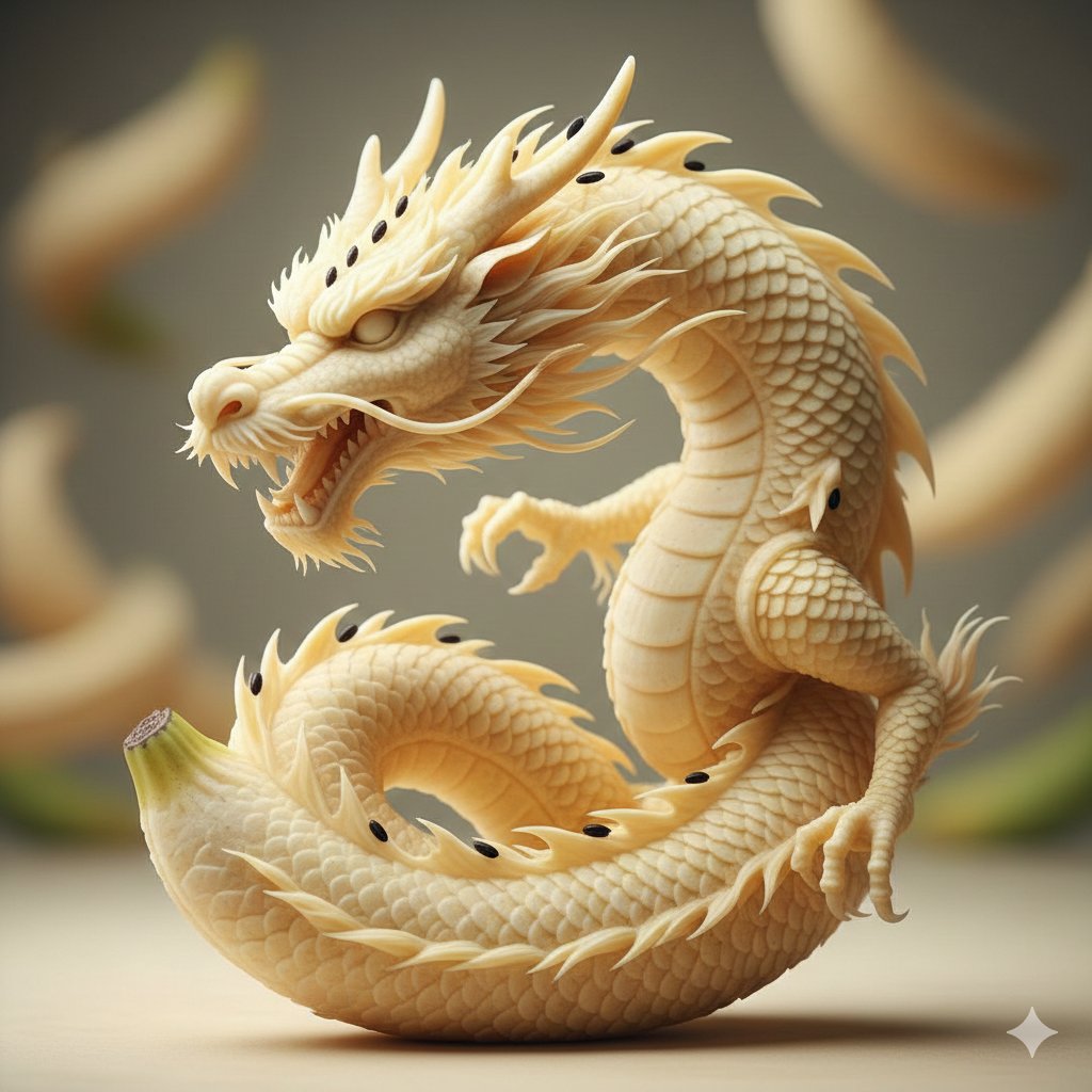 令人惊叹的超写实整根香蕉雕刻艺术 AI image prompt result