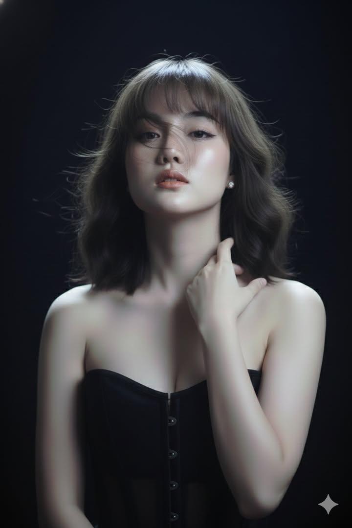 极简冷白光下的国风唯美忧郁少女肖像 AI image prompt result
