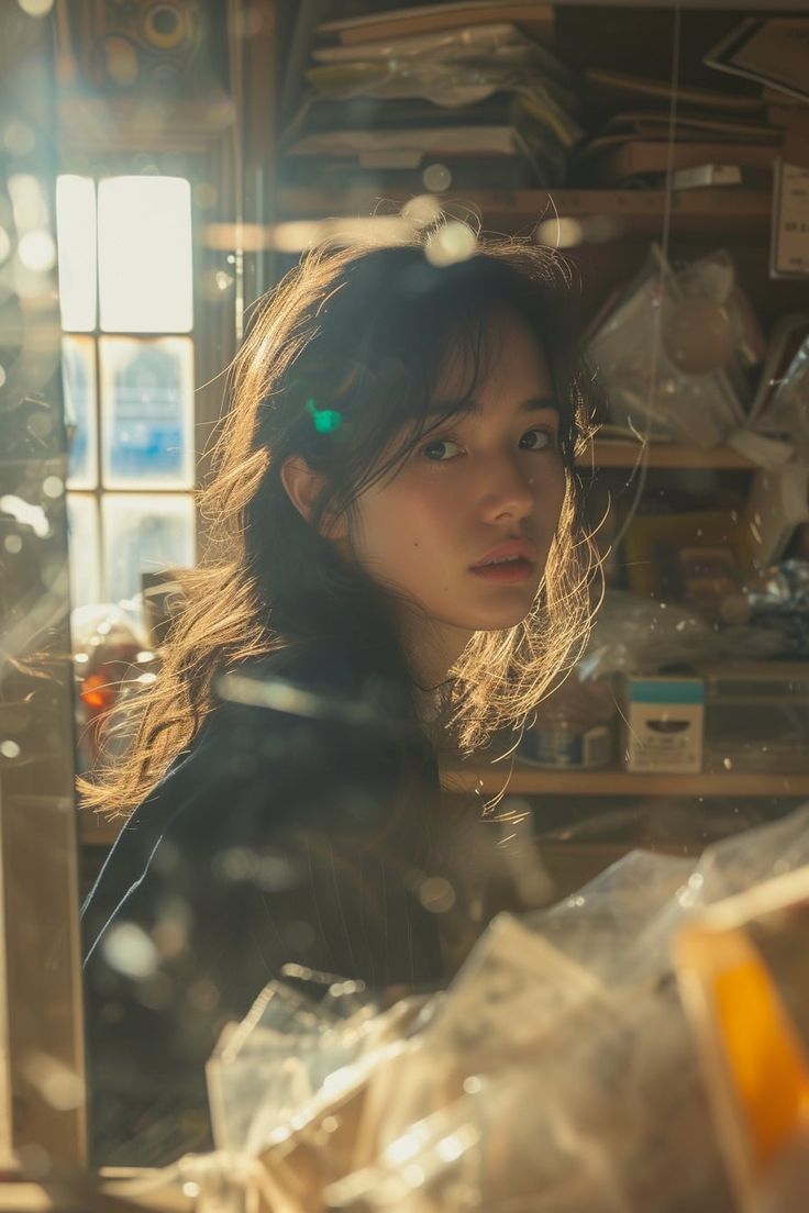 逆光尘埃中回眸的日系胶片少女 AI image prompt result