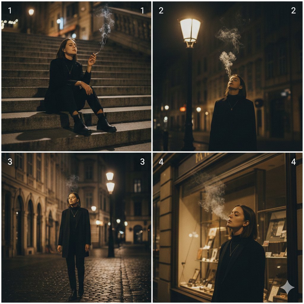 4-panel city walk collage: GPT Image 2 prompt AI image prompt result