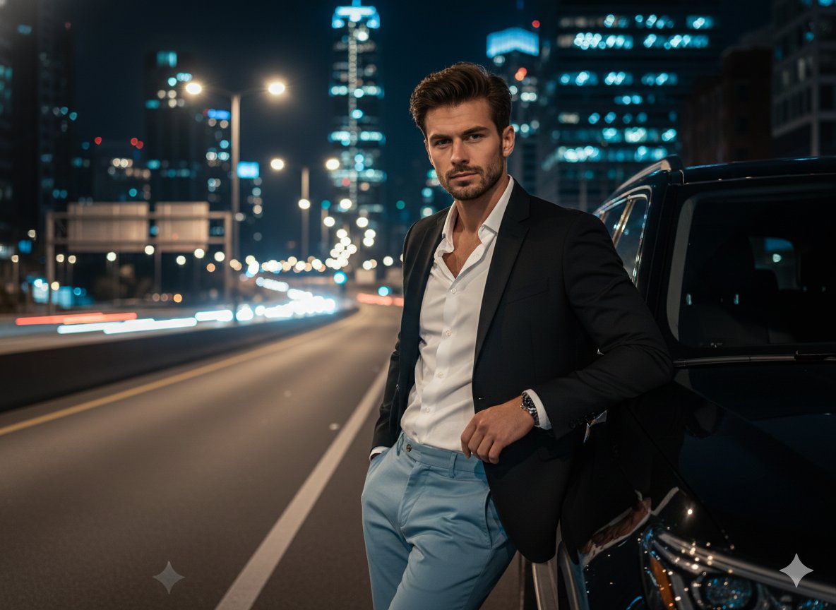 Night SUV city lights portrait: GPT Image 2 prompt AI image prompt result