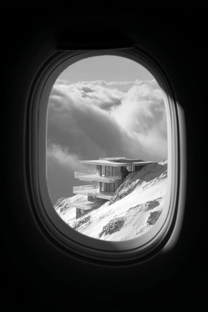 Airplane window mountain house view: GPT Image 2 prompt AI image prompt result