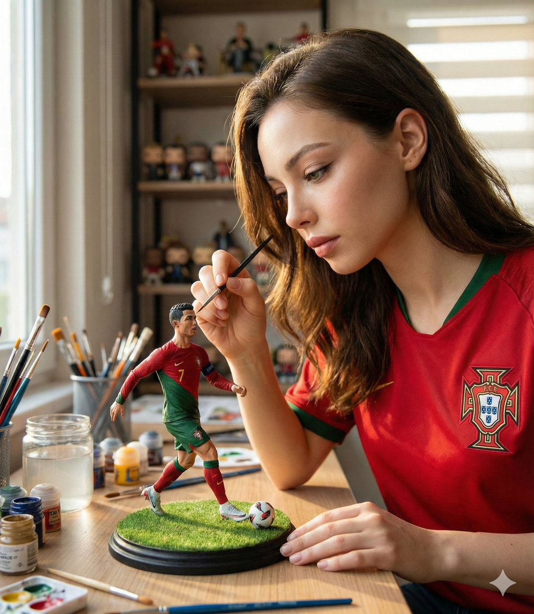 Painting Ronaldo figurine workshop scene: GPT Image 2 prompt AI image prompt result