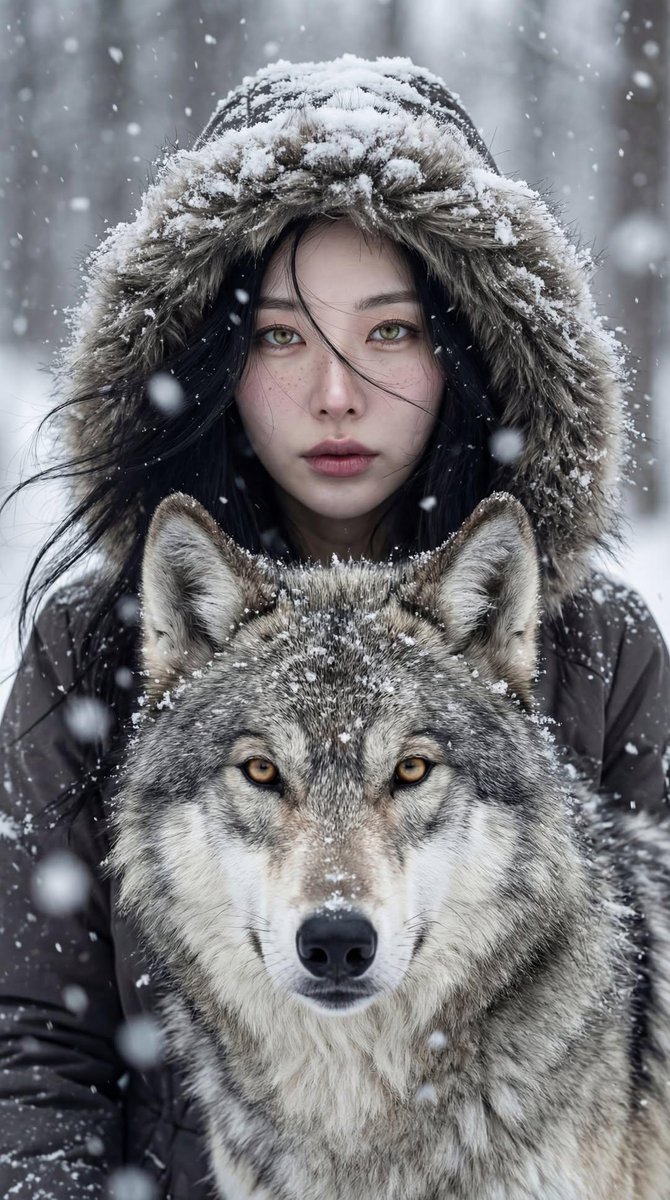 Winter portrait woman with wolf: GPT Image 2 prompt AI image prompt result