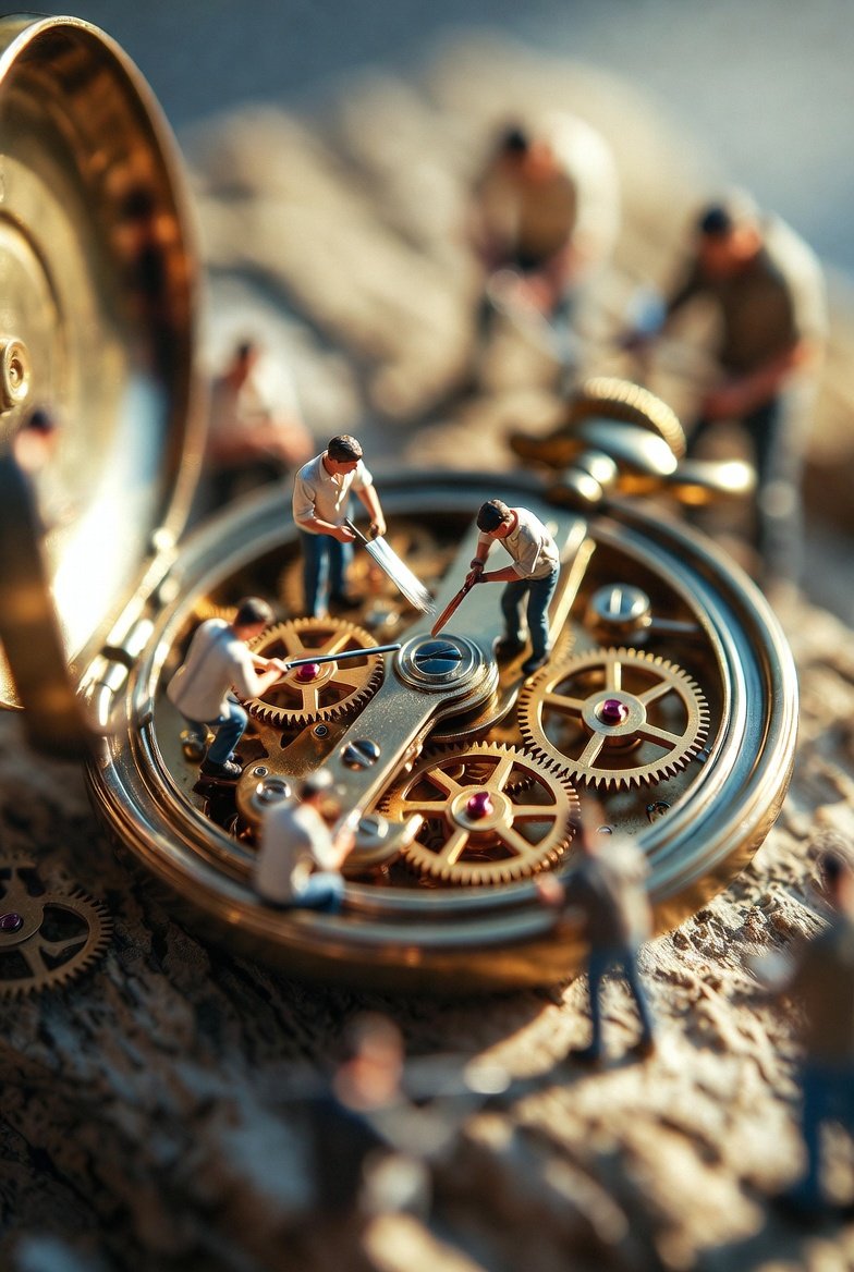 Macro tiny watch restoration team: GPT Image 2 prompt AI image prompt result