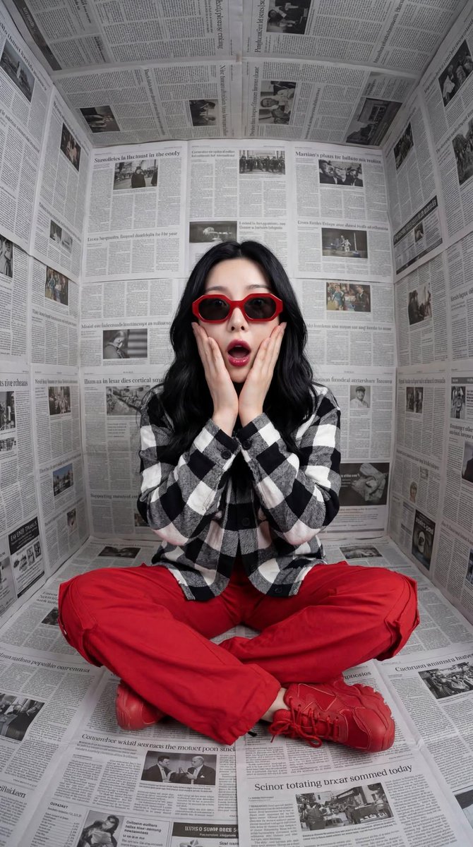 Surreal red sunglasses fashion portrait: GPT Image 2 prompt AI image prompt result