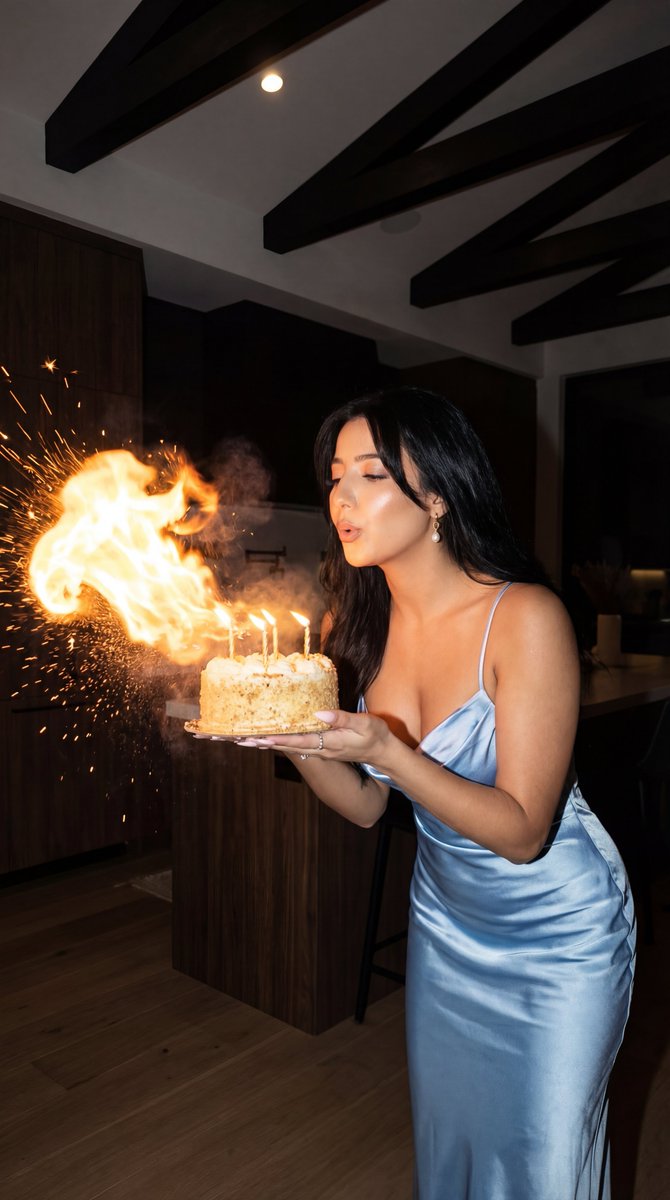 Indoor candid birthday night portrait: GPT Image 2 prompt AI image prompt result