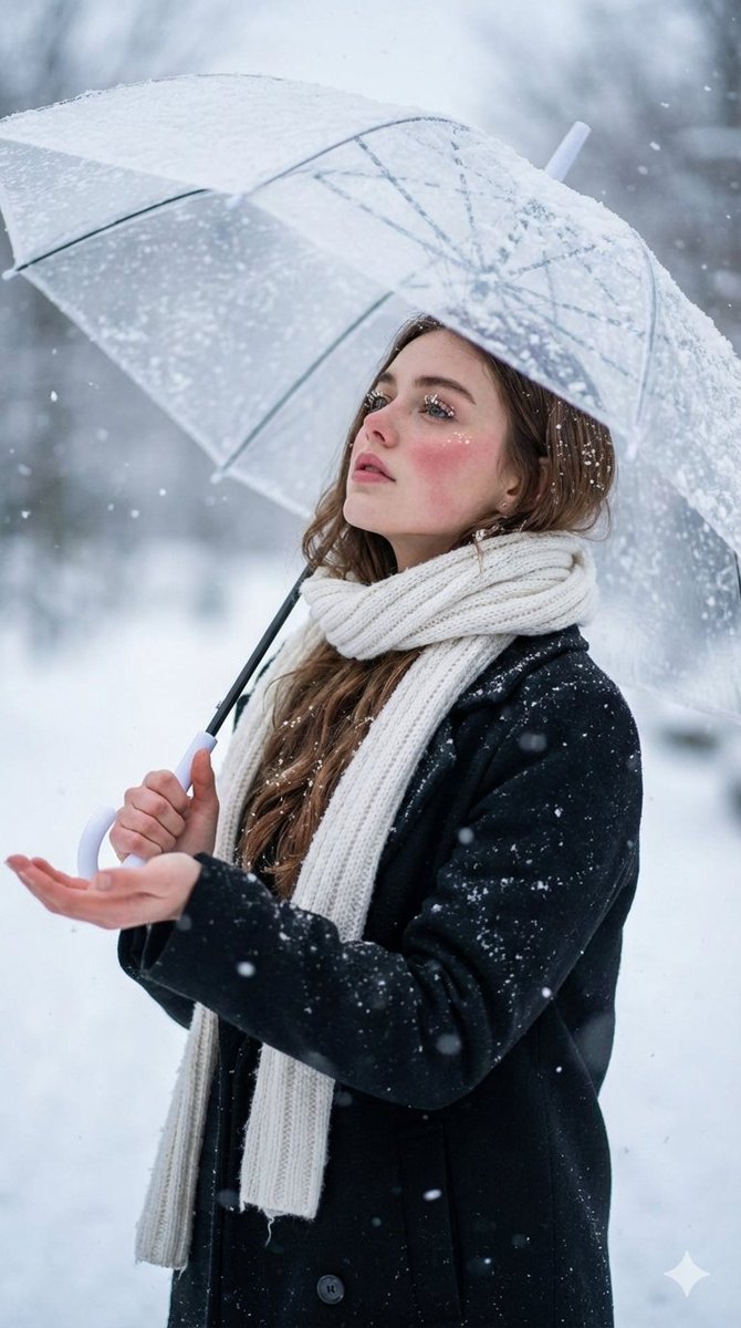 Snowfall umbrella portrait: GPT Image 2 prompt AI image prompt result