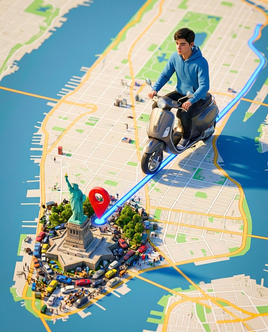 Scooter GPS map scene: GPT Image 2 prompt AI image prompt result