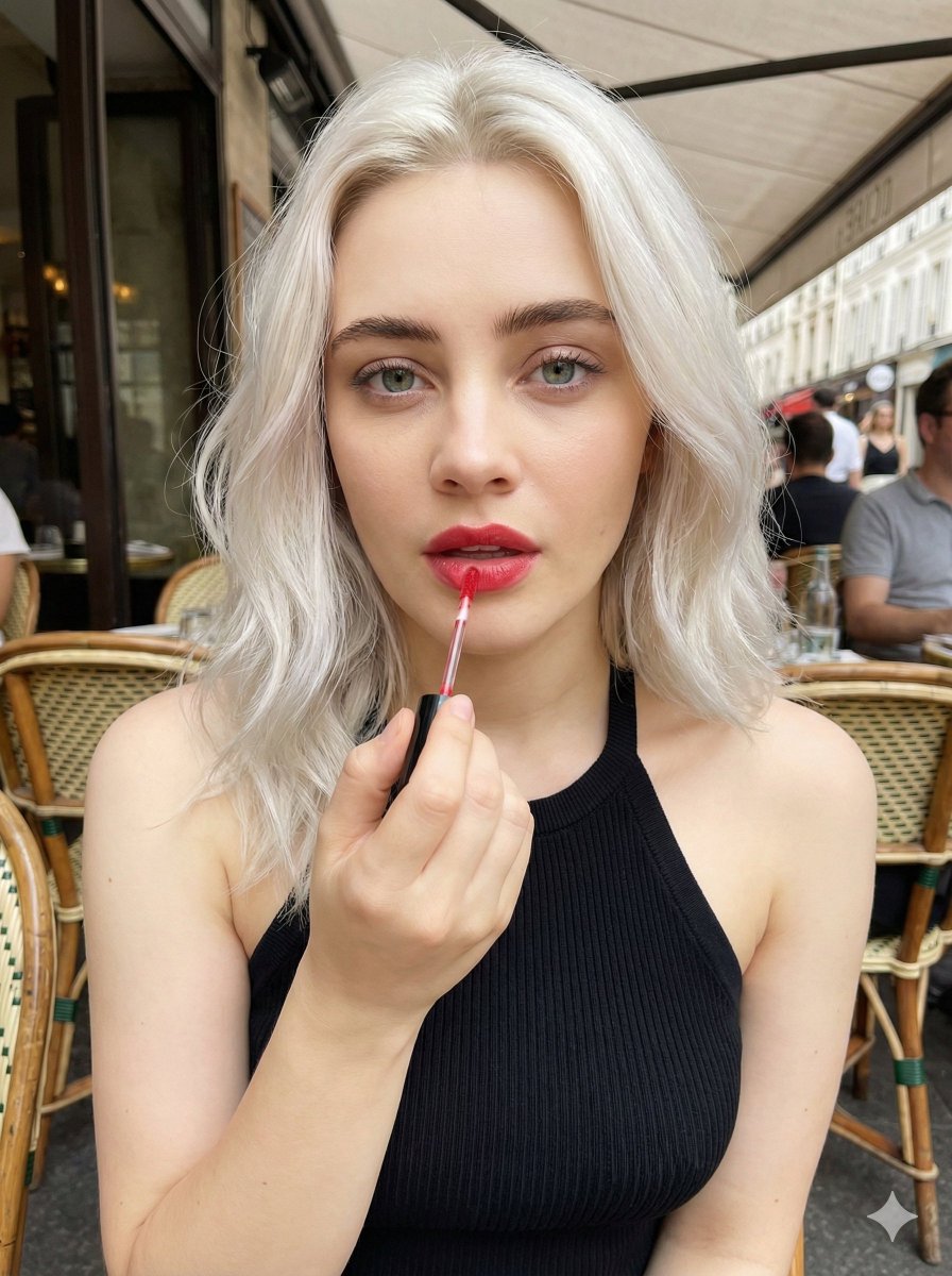 Cafe lip-gloss portrait: GPT Image 2 prompt AI image prompt result