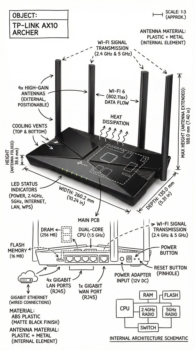 极简黑白工程风格物体结构解剖图 AI image prompt example