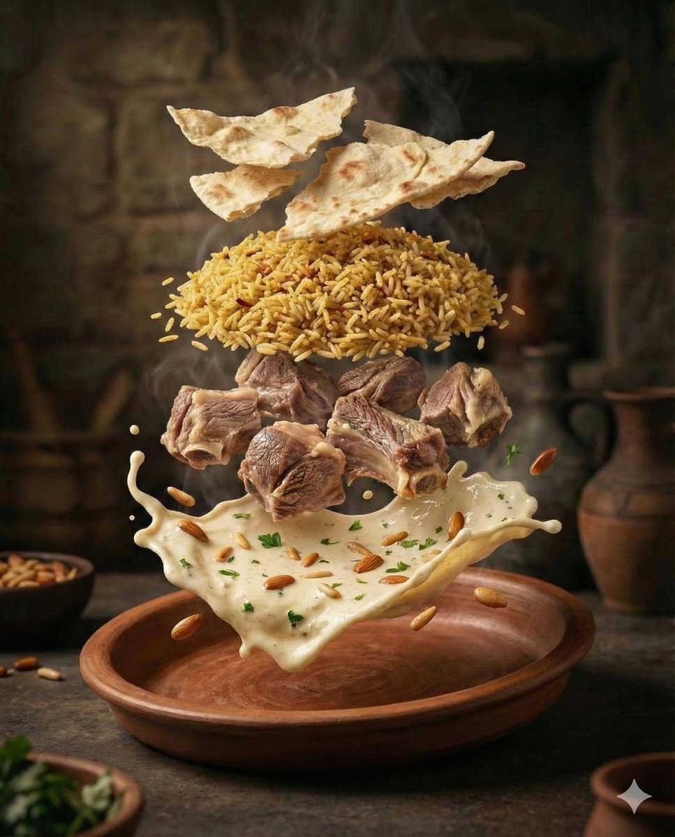 电影感光影下的悬浮中东解构美食盛宴 AI image prompt result