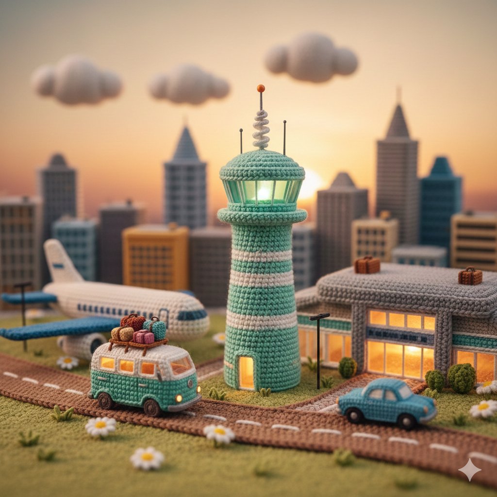 Crochet airport diorama: GPT Image 2 prompt AI image prompt result