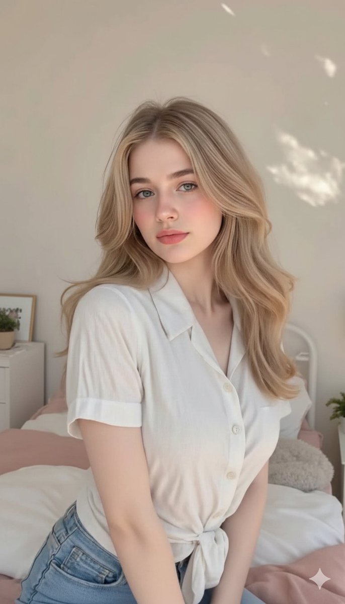 阳光洒落的白衬衫少女 AI image prompt result