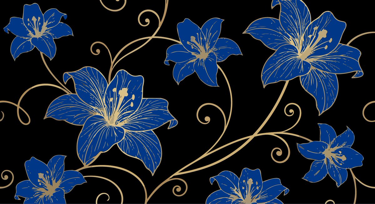 璀璨金线勾勒深蓝奢华繁花 AI image prompt result