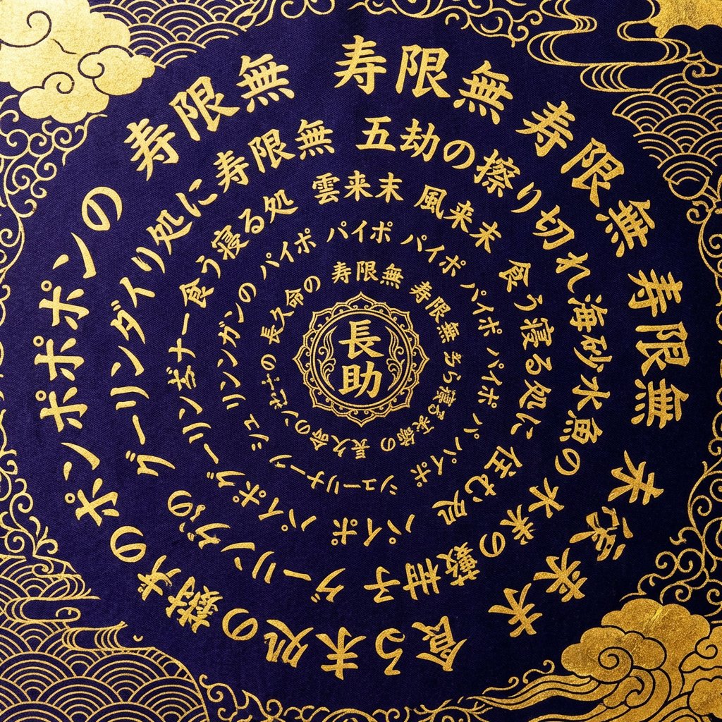 寿限无长名顺时针螺旋排版艺术 AI image prompt example