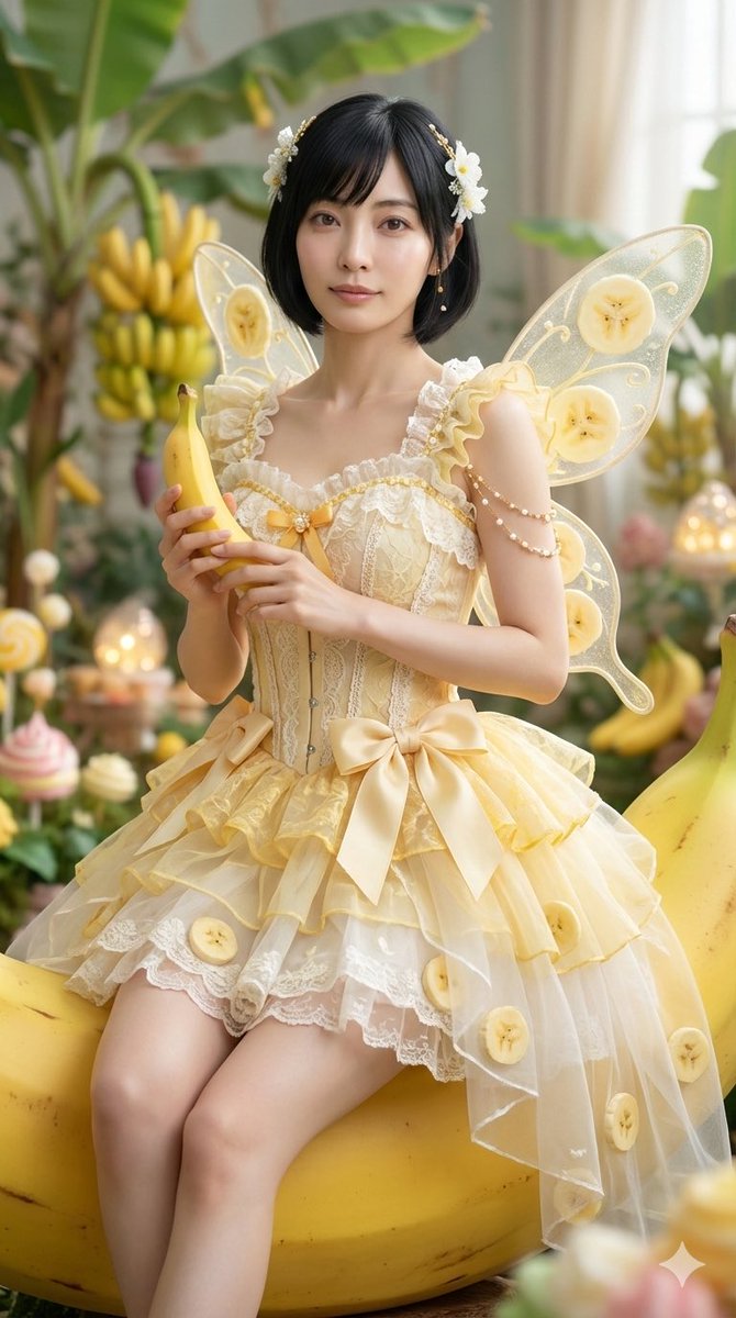 香蕉仙女暴击丧尸的炫酷瞬间 AI image prompt result