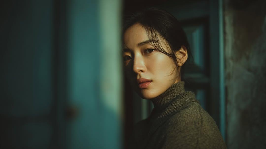 暮色黄昏的电影感少女侧影 AI image prompt result