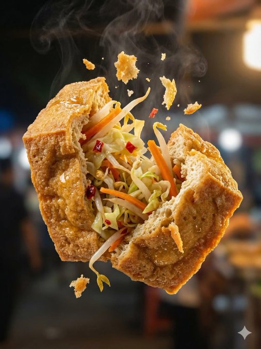 夜市半空炸裂的黄金酥脆小吃 AI image prompt result