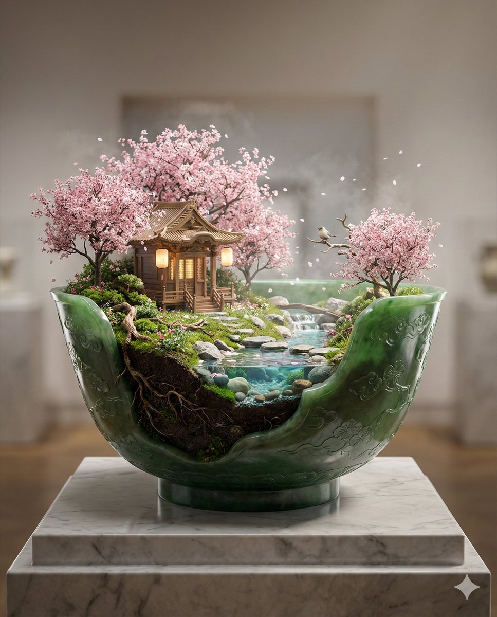 翡翠神龛微缩景观奇观 AI image prompt result
