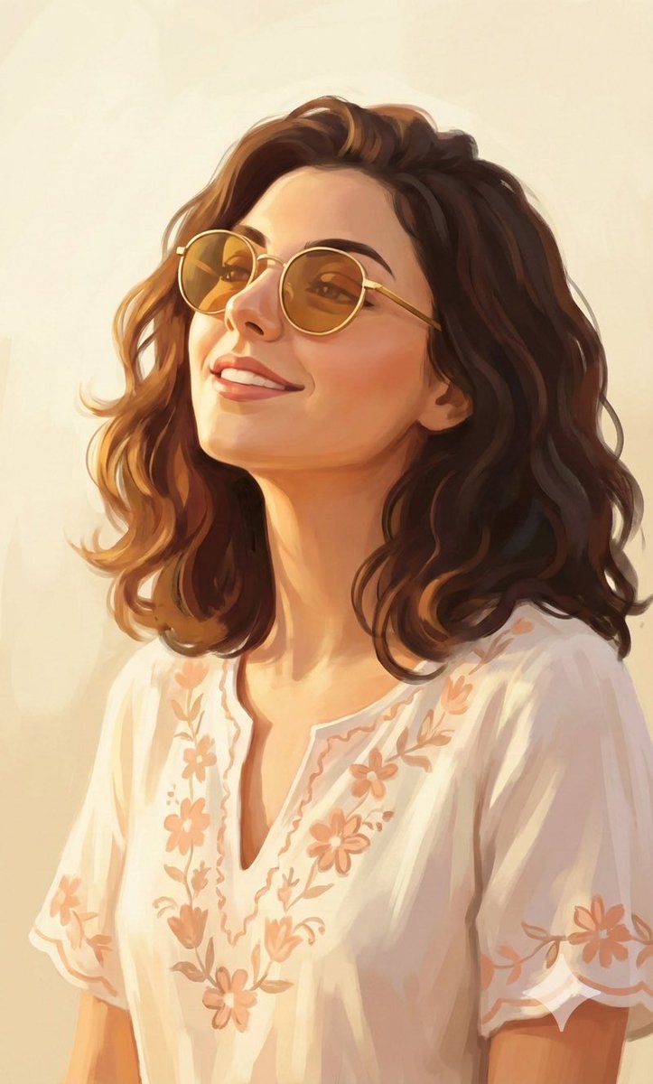 沐浴金阳的复古墨镜少女 AI image prompt result