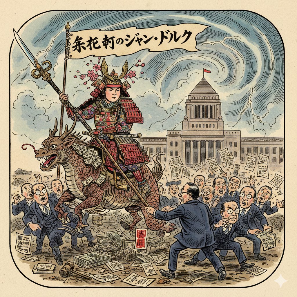 永田町的漫画版圣女贞德 AI image prompt example