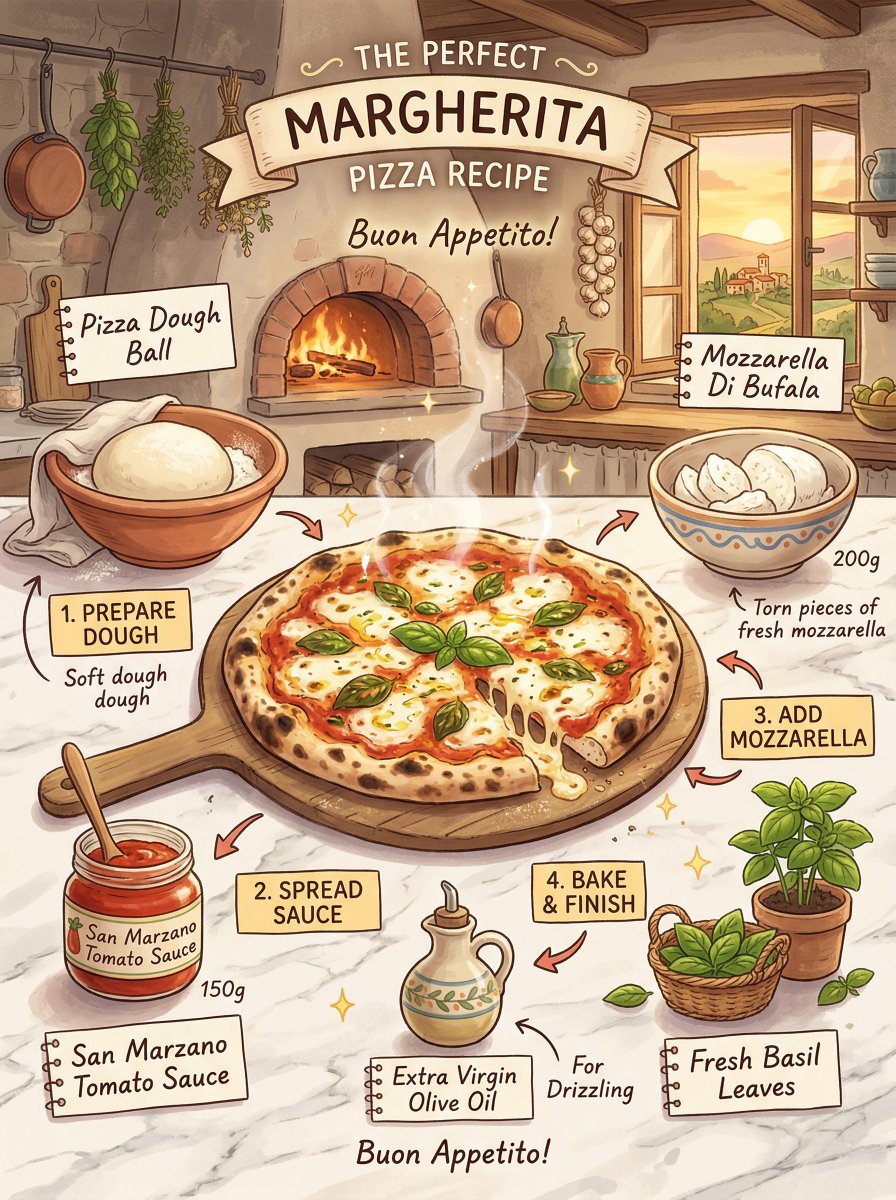 Ghibli pizza recipe infographic: GPT Image 2 prompt AI image prompt result