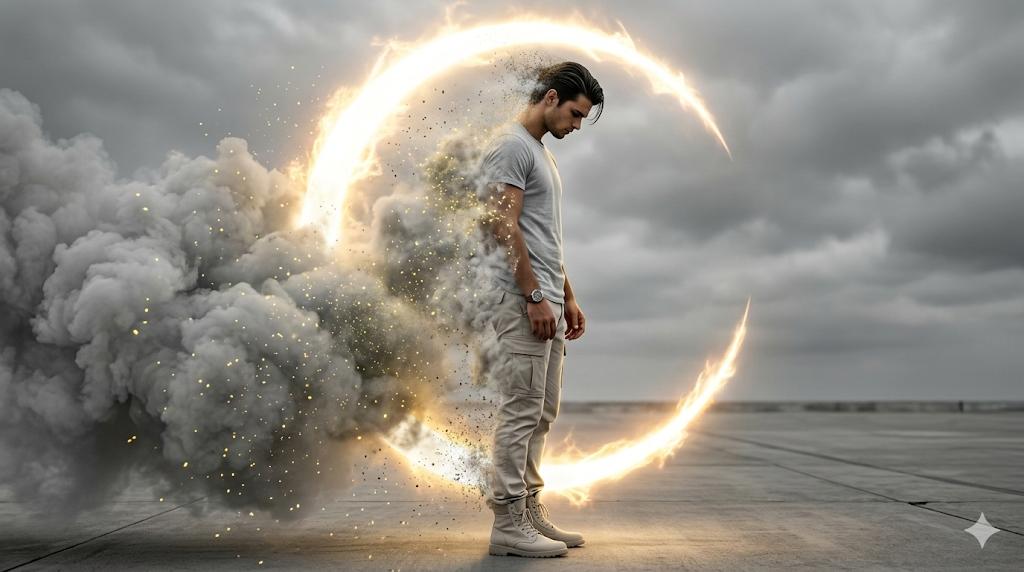 Dissolving streetwear man: GPT Image 2 prompt AI image prompt result