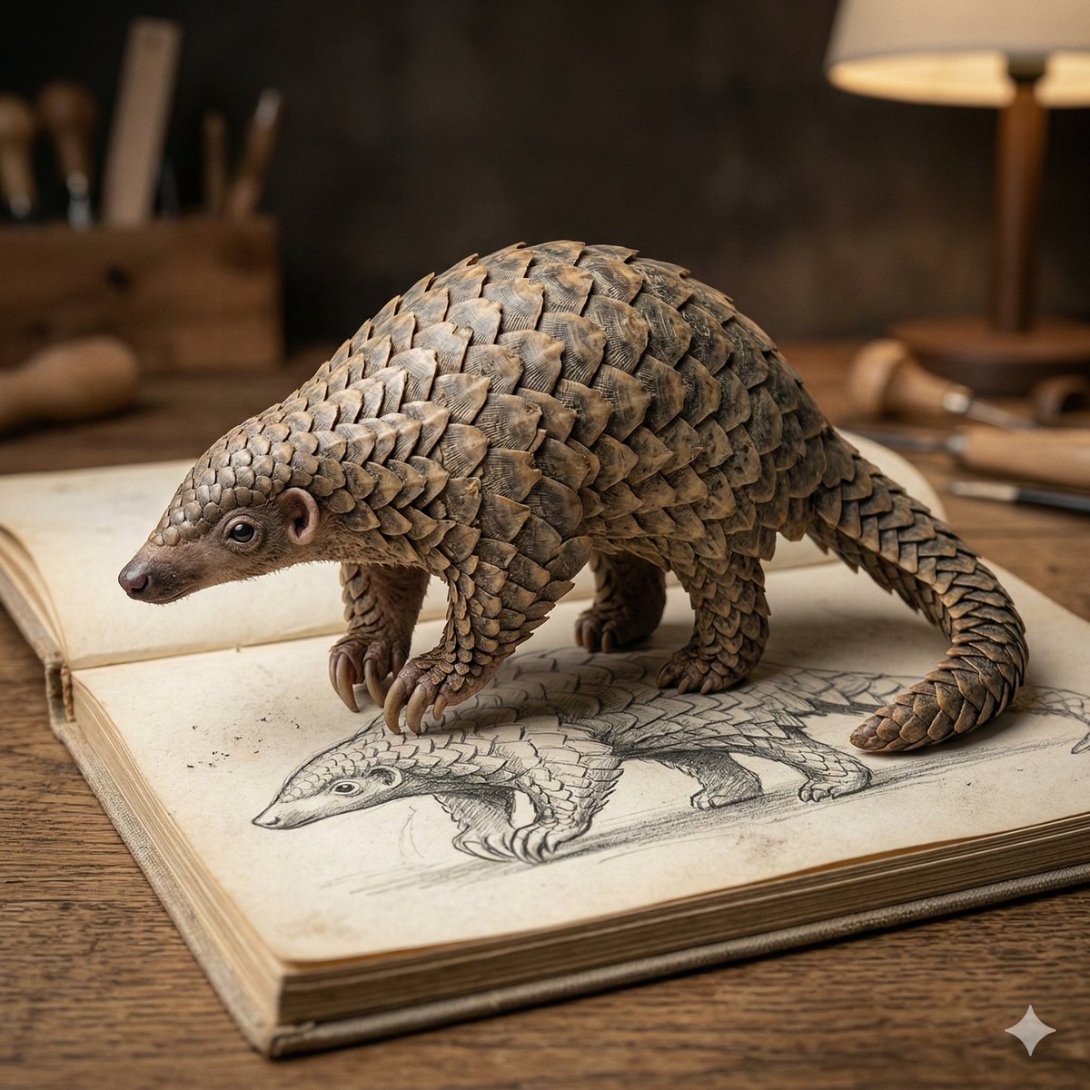 纸上生灵:雪豹从素描中跃出 AI image prompt example