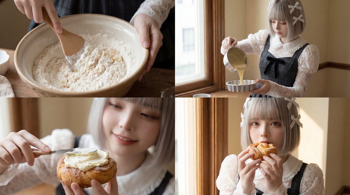 电影感烘焙少女的沉浸式甜点时光 AI image prompt result