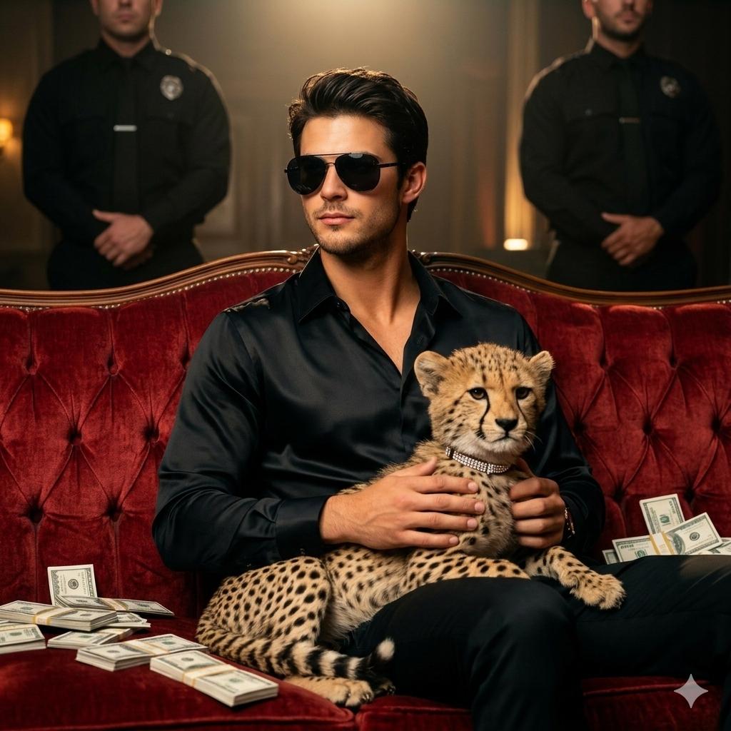 Red sofa cheetah luxury: GPT Image 2 prompt AI image prompt result