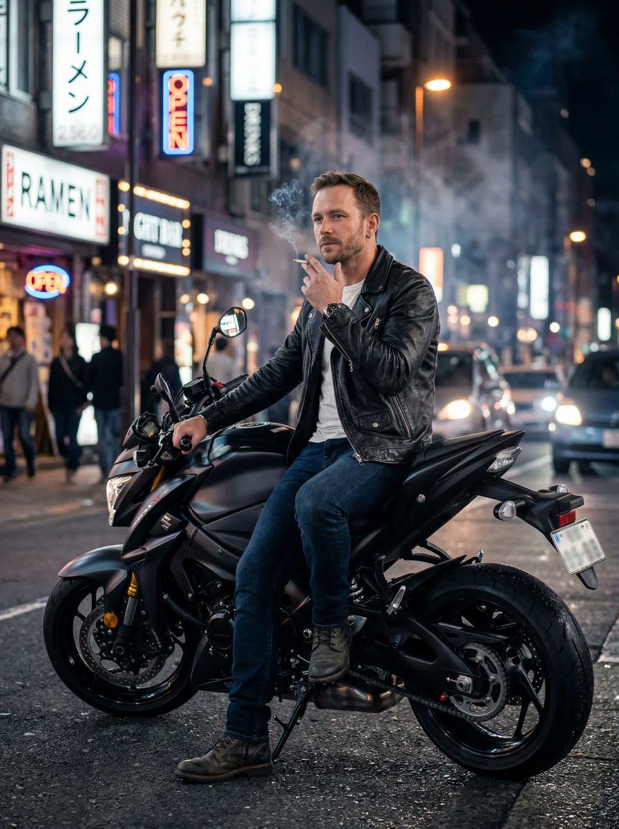 Man smoking on motorbike: GPT Image 2 prompt AI image prompt result