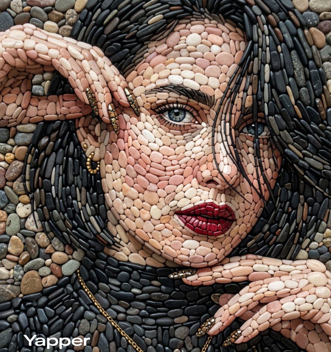 Pebble mosaic woman: GPT Image 2 prompt AI image prompt result
