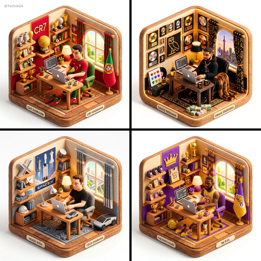 Felt isometric WFH diorama: GPT Image 2 prompt AI image prompt result