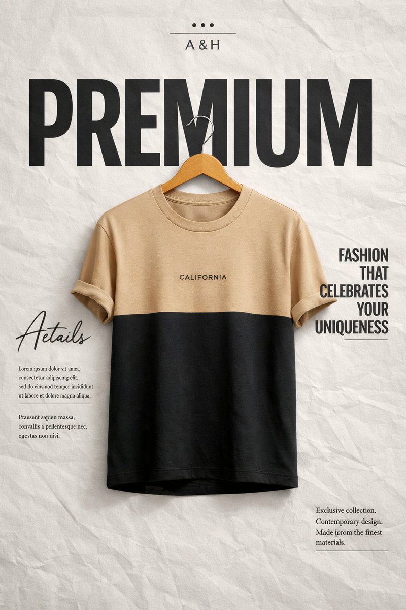 A&H two-tone tee poster: GPT Image 2 prompt AI image prompt result