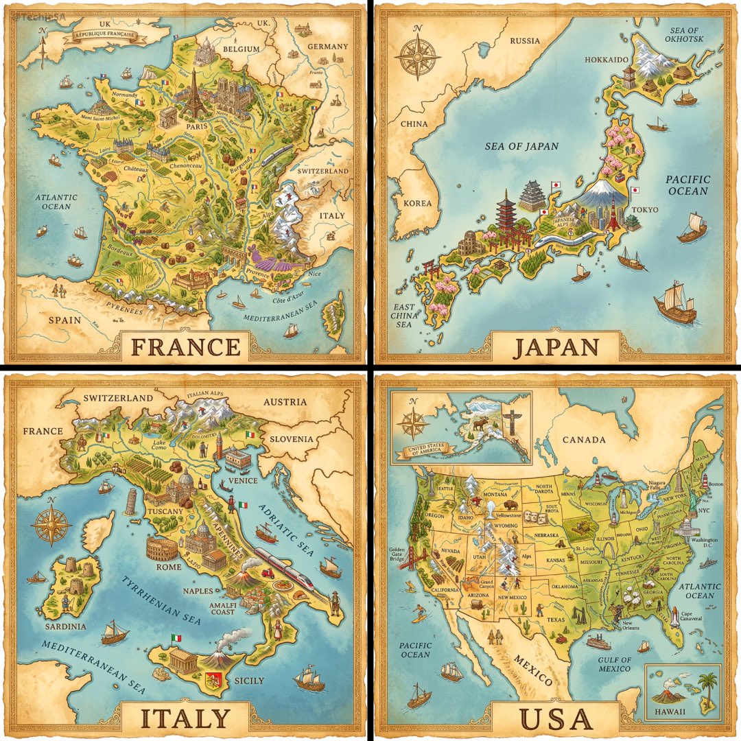 Vintage isometric country map: GPT Image 2 prompt AI image prompt result