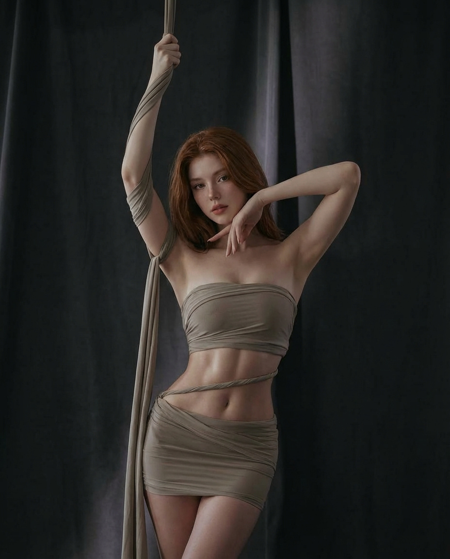 Red-haired curtains portrait: GPT Image 2 prompt AI image prompt result