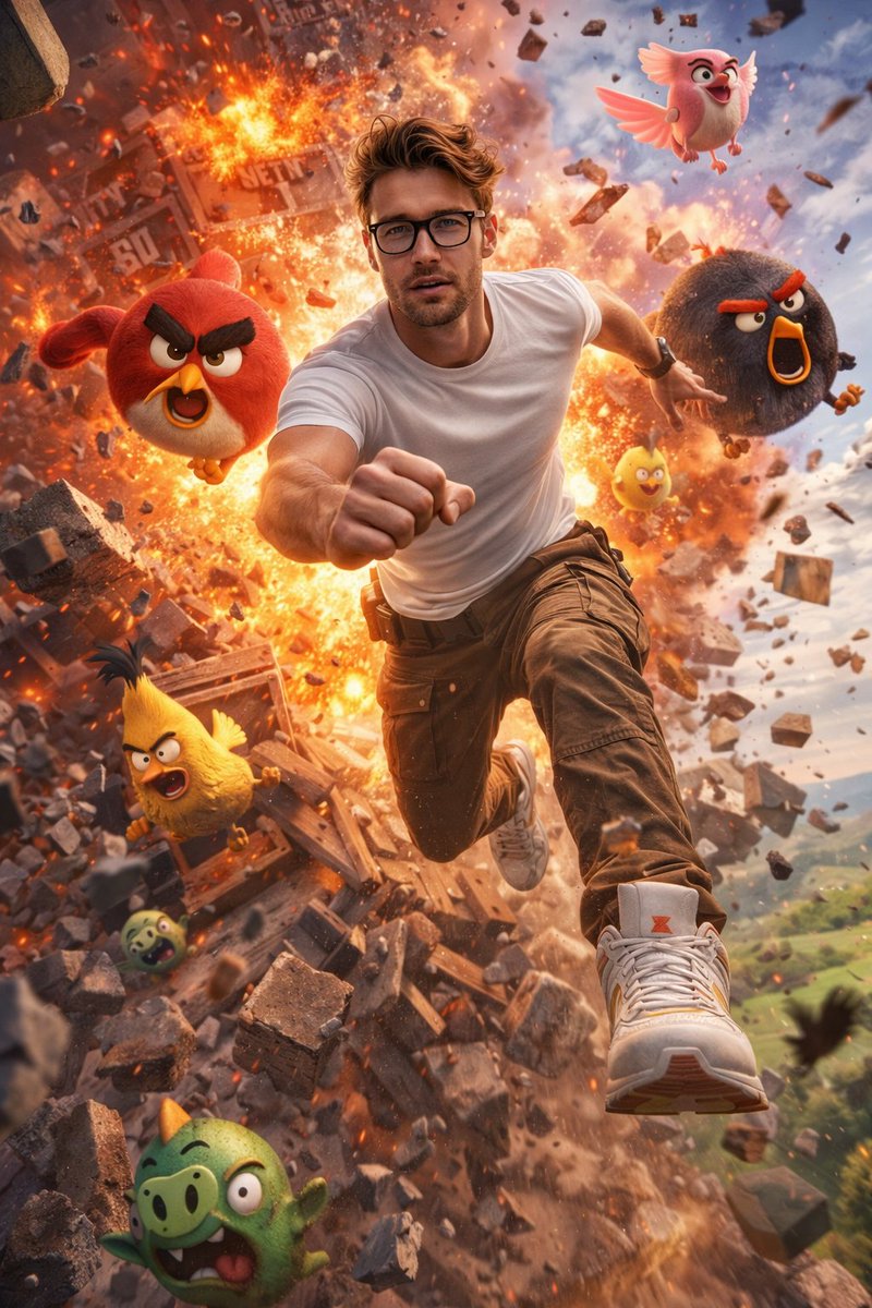Angry Birds escape selfie: GPT Image 2 prompt AI image prompt result