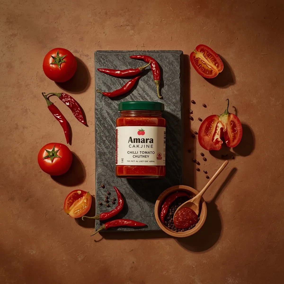 Top-down chili tomato chutney: GPT Image 2 prompt AI image prompt result