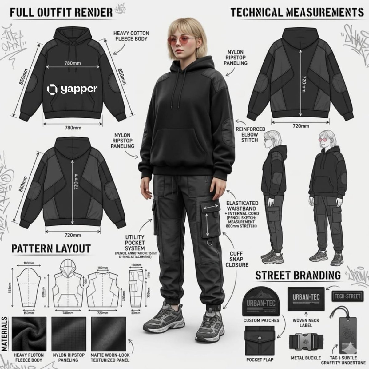Streetwear fashion sheet: GPT Image 2 prompt AI image prompt result