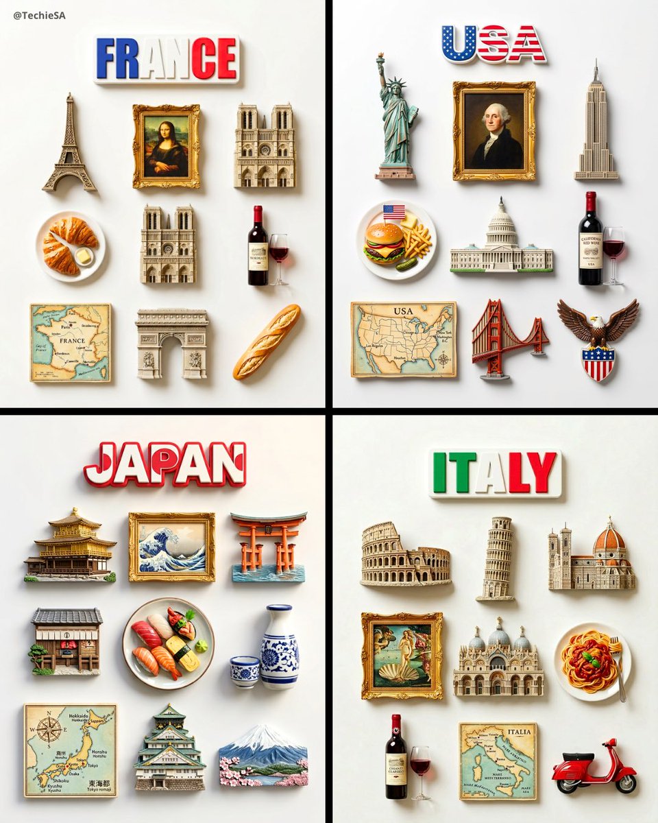 Country resin magnet flatlay: GPT Image 2 prompt AI image prompt result