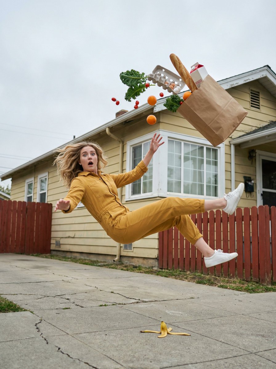 Suburban shocked frozen moment: GPT Image 2 prompt AI image prompt result