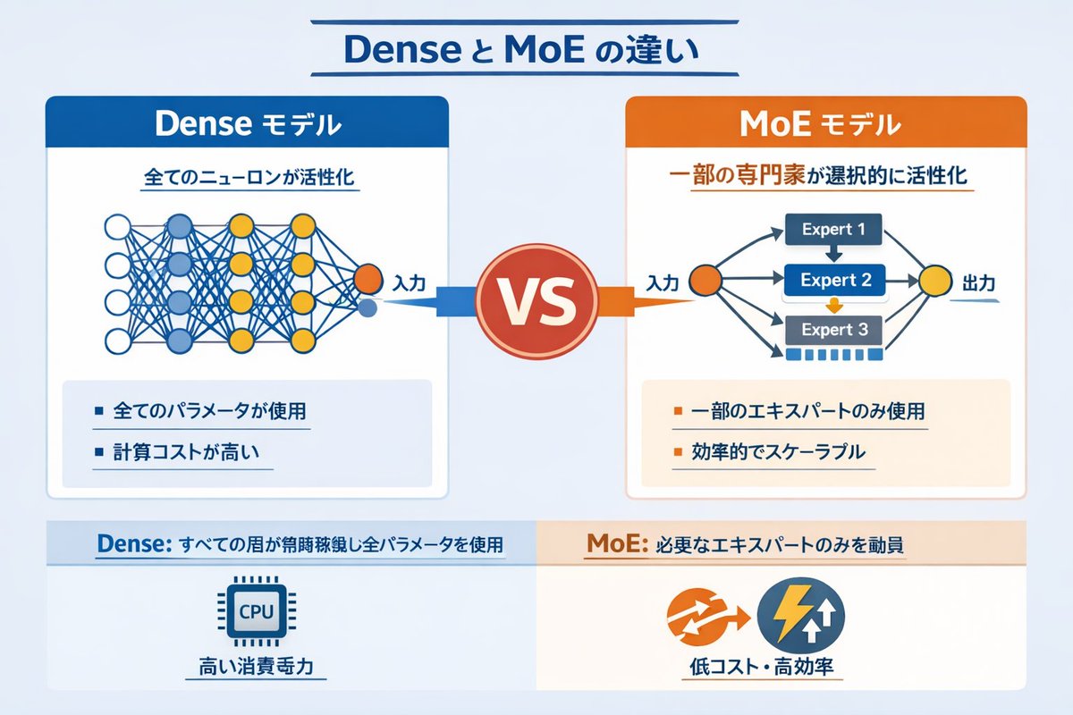 Dense 与 MoE 神经网络信息图 AI image prompt example