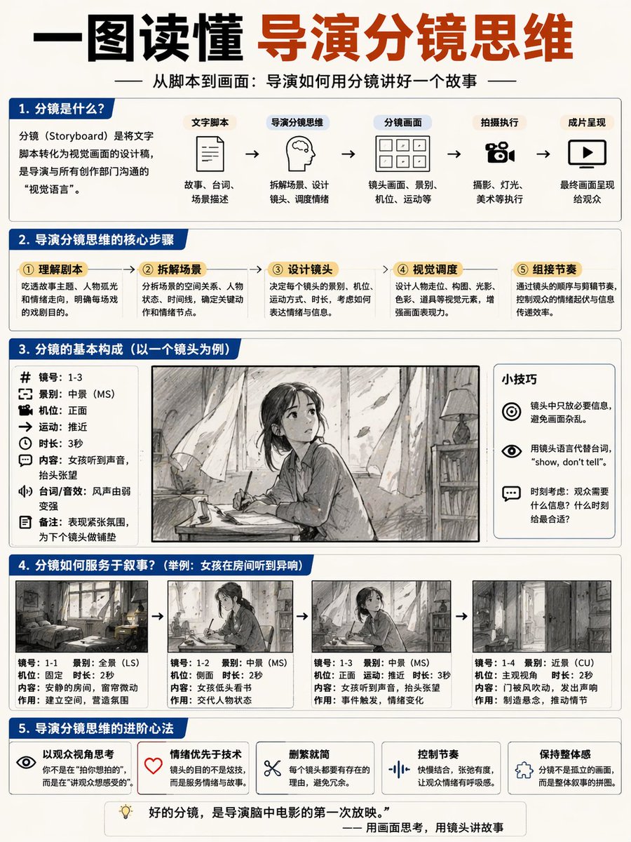 导演分镜思维信息图 AI image prompt example