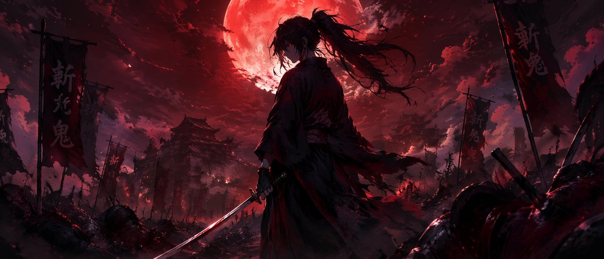 暗黑奇幻武士战场 AI image prompt example