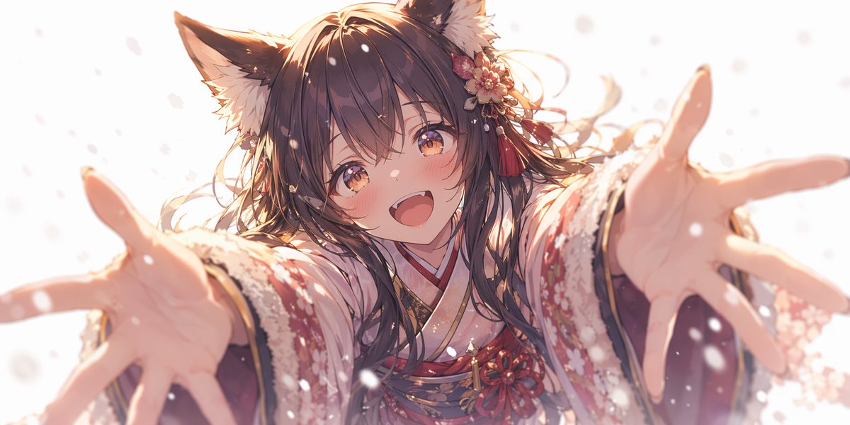 动漫风狐狸少女求抱抱 AI image prompt result